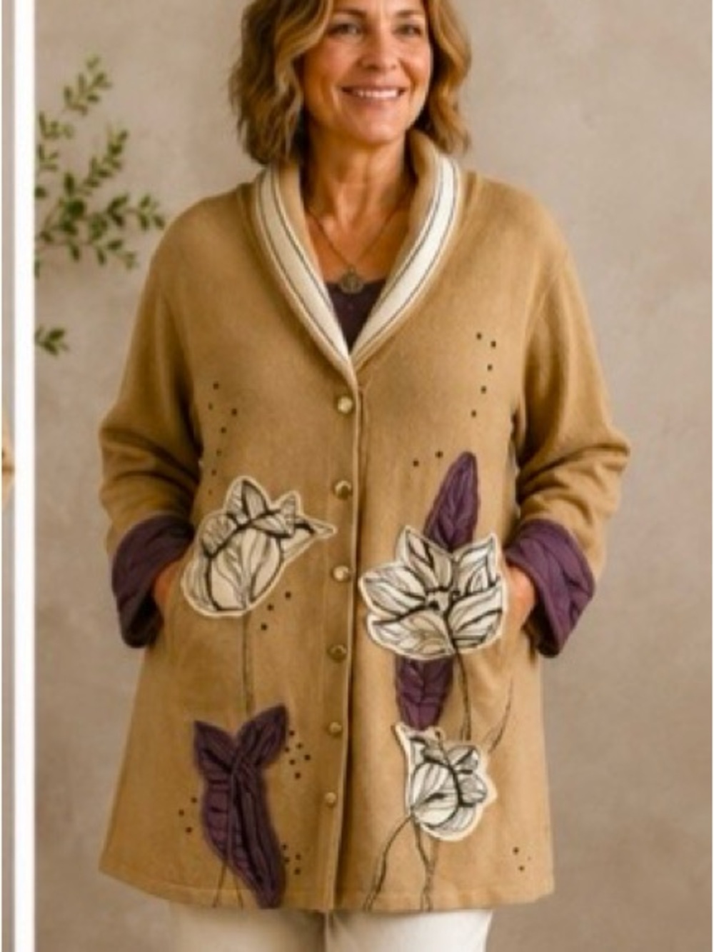 Vintage Storybook Knits "Desert Wrap" Floral Duster Cardigan — Cozy, Artsy Sz M - Picture 6 of 13